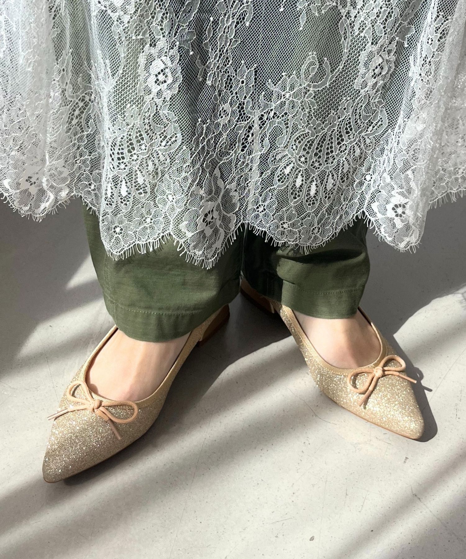 ORiental TRaffic「ポインテッドトゥグリッターバレエシューズ/41115」|パンプス|