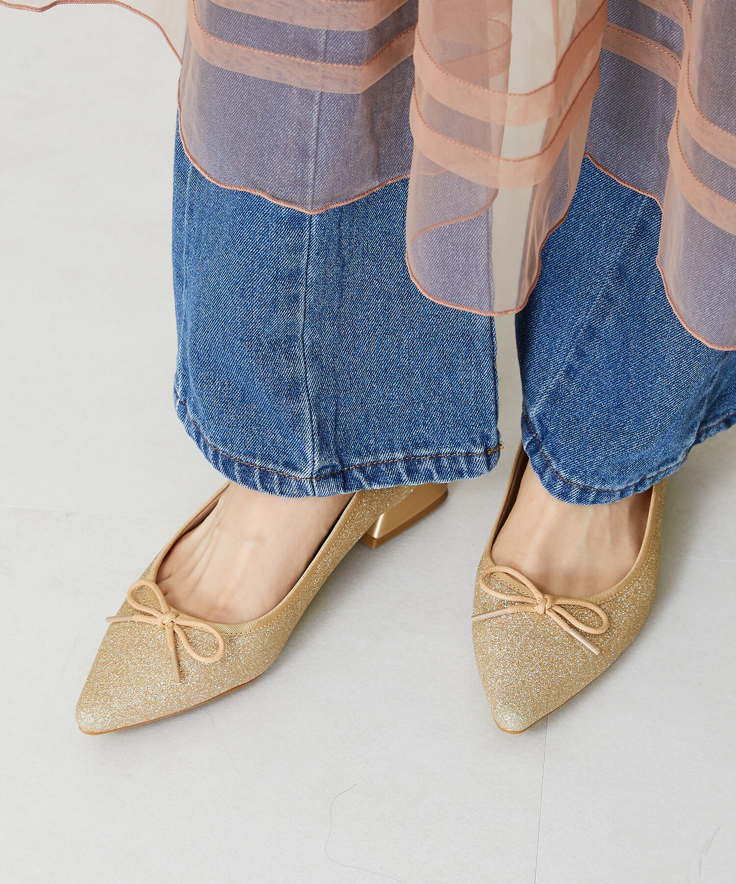 ORiental TRaffic「ポインテッドトゥグリッターバレエシューズ/41115」|パンプス|