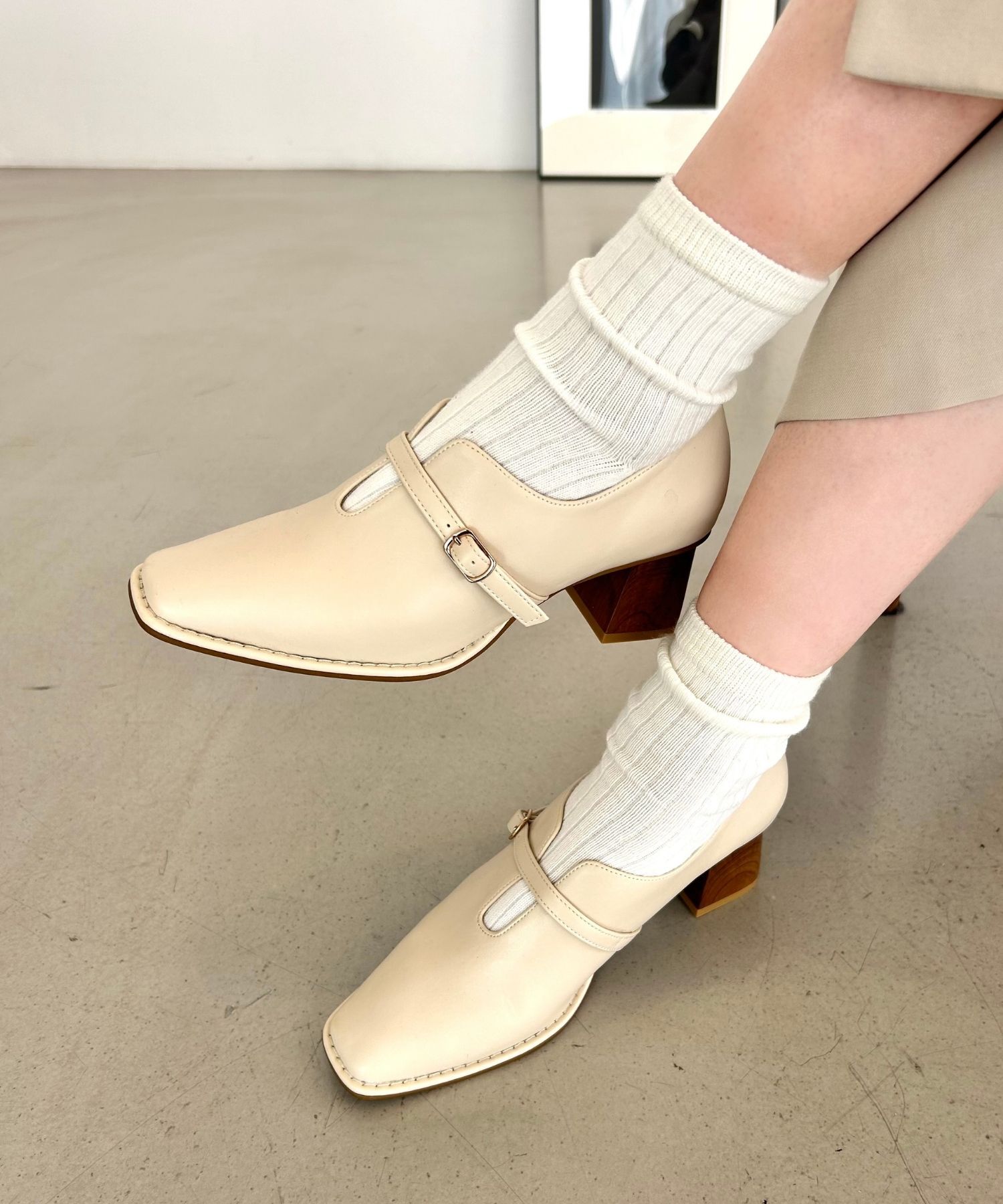 ORiental TRaffic「【トレンド】ウッドヒール甲深パンプス/41119 パンプス」|パンプス|