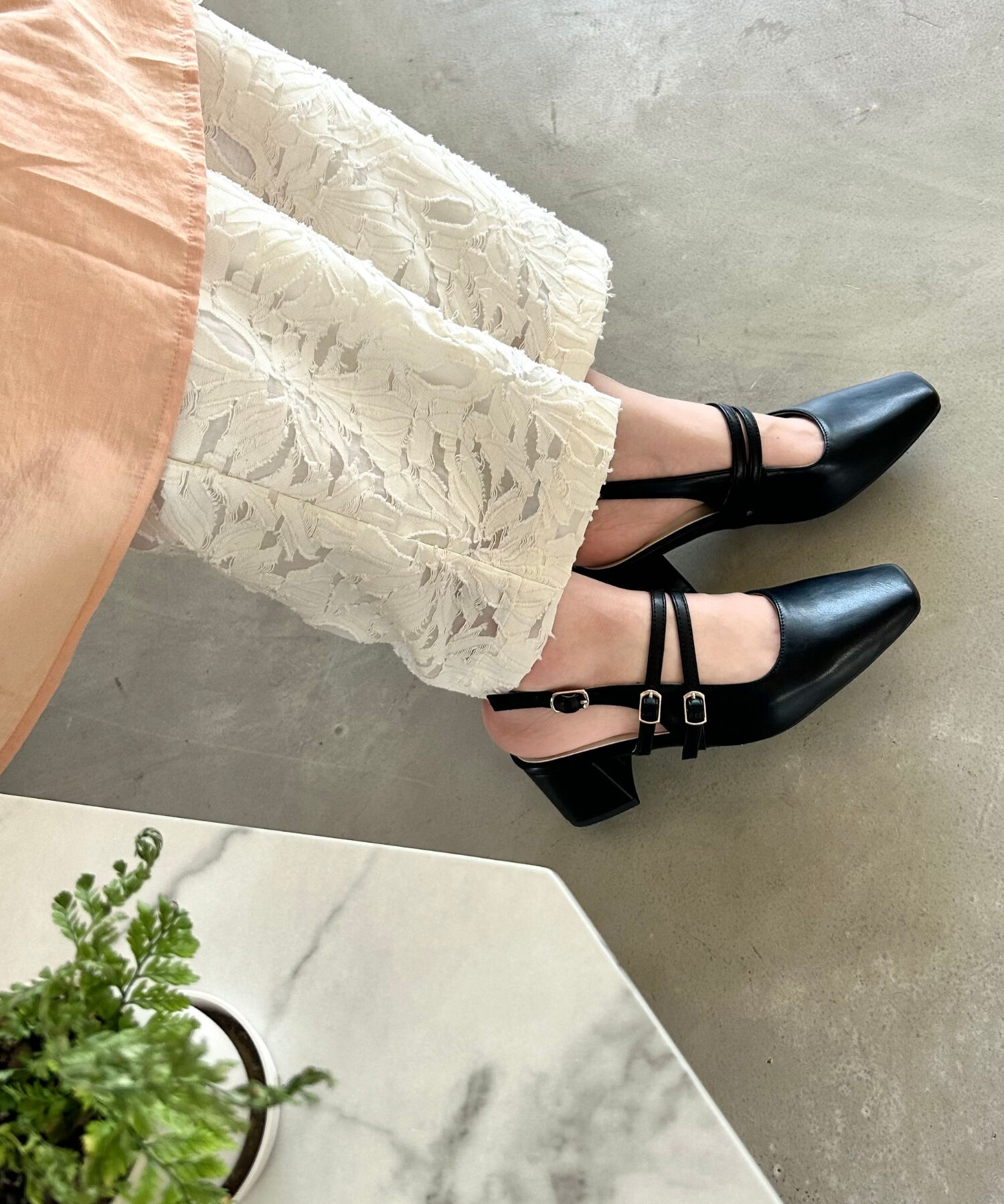 ORiental TRaffic「スクエアトゥバックストラップパンプス/41116」|パンプス|BLACK