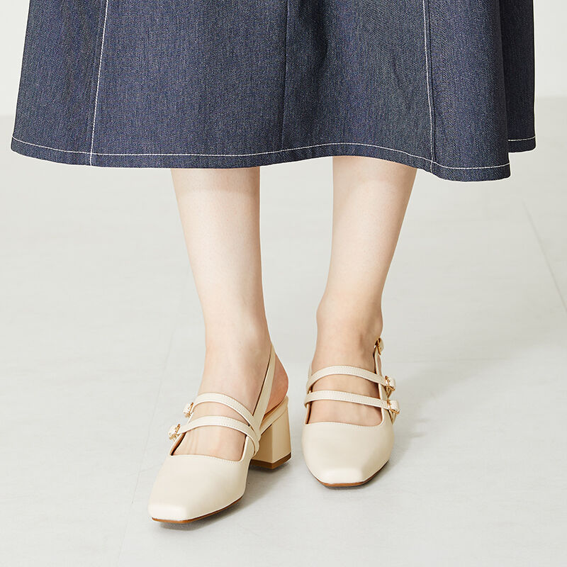 ORiental TRaffic「スクエアトゥバックストラップパンプス/41116」|パンプス|