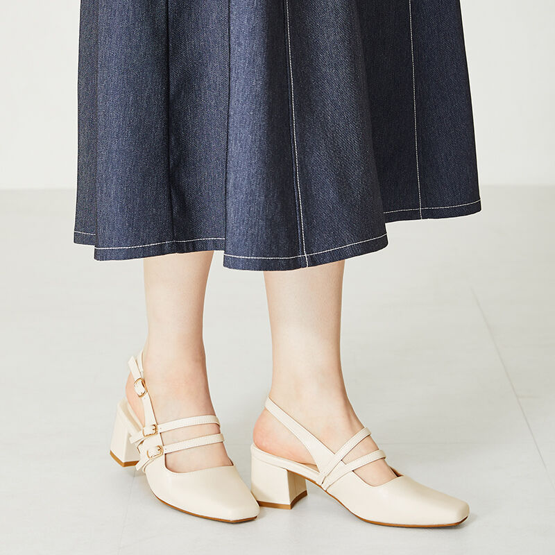 ORiental TRaffic「スクエアトゥバックストラップパンプス/41116」|パンプス|