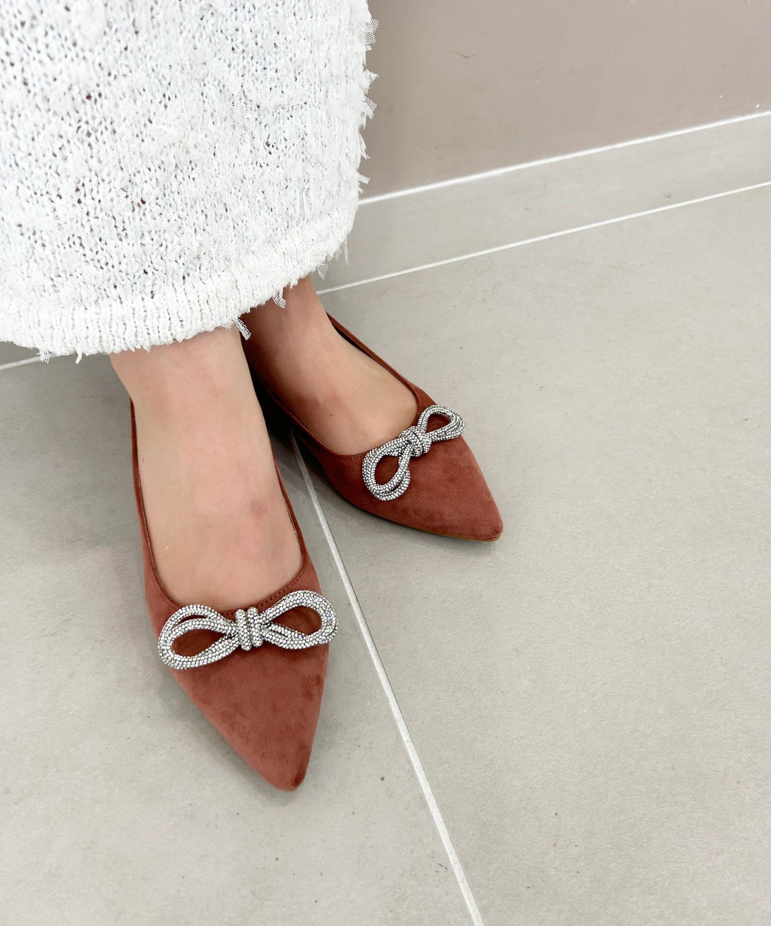 ORiental TRaffic「【トレンド】ビジューリボンフラットパンプス/41310 人気 トレンド パンプス 売れてる 上品」|パンプス|