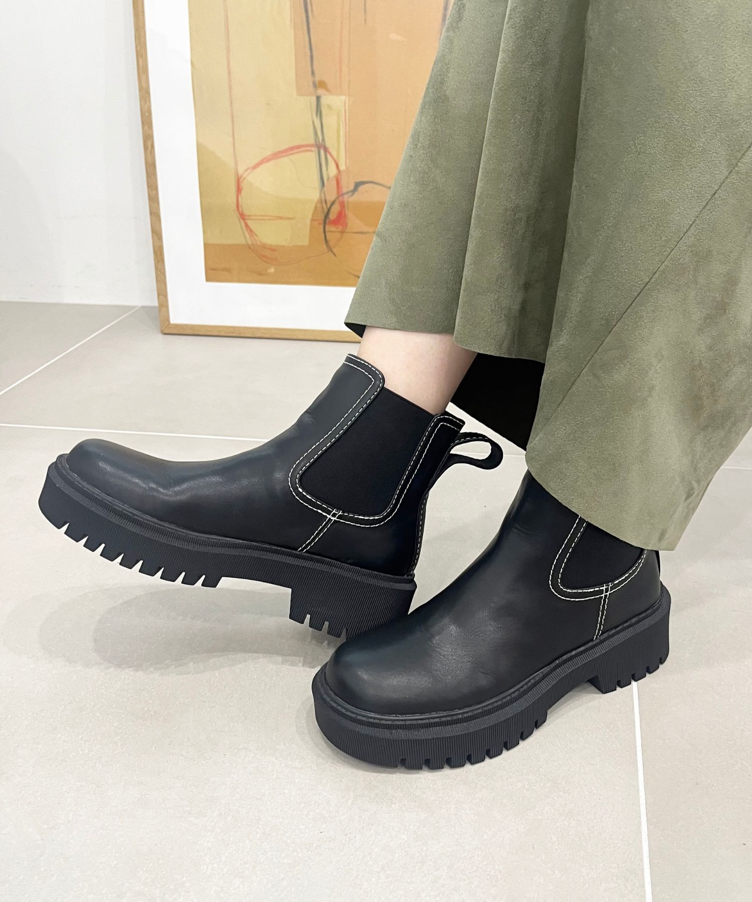 ORiental TRaffic「2024秋冬新作カラーステッチサイドゴアブーツ/41408」|ショートブーツ|