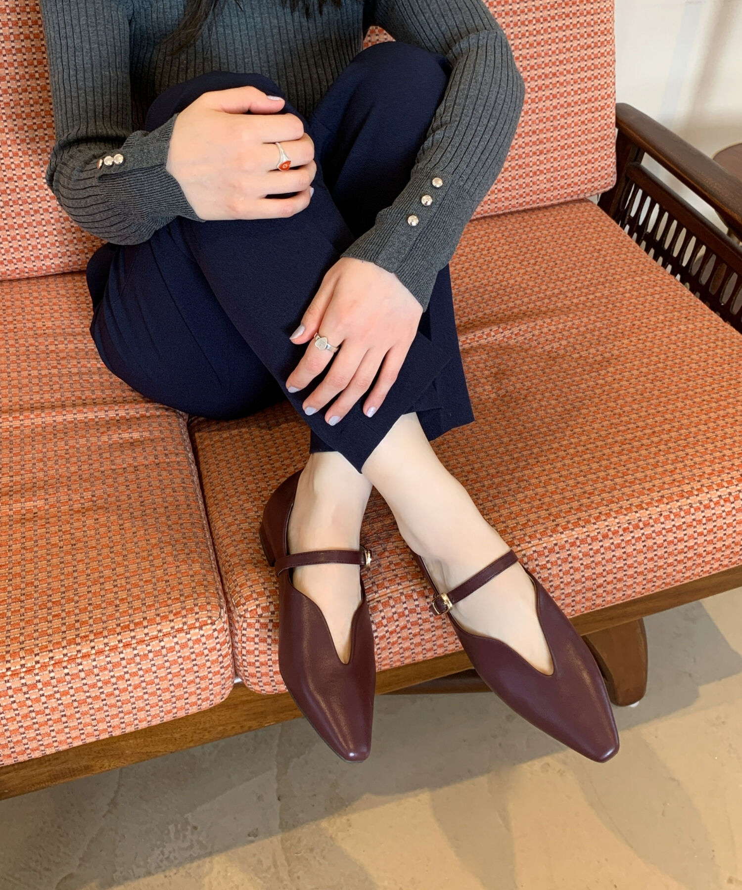 ORiental TRaffic「ベルト デザイン フラットパンプス /45302  ベーシック  シンプル ストラップパンプス」|パンプス|