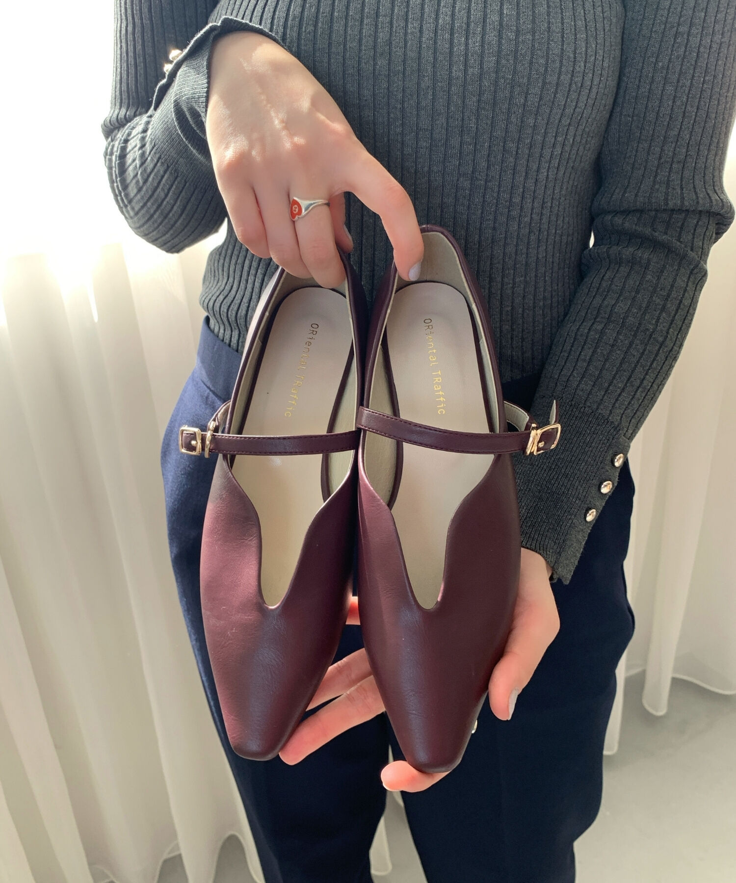 ORiental TRaffic「ベルト デザイン フラットパンプス /45302  ベーシック  シンプル ストラップパンプス」|パンプス|