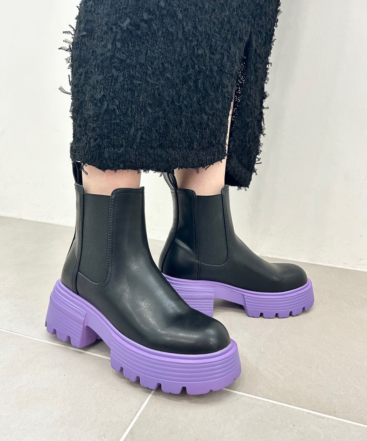 ORiental TRaffic「【EC限定】2024秋冬新作カラーソールショートブーツ/45401」|ショートブーツ|BLACK