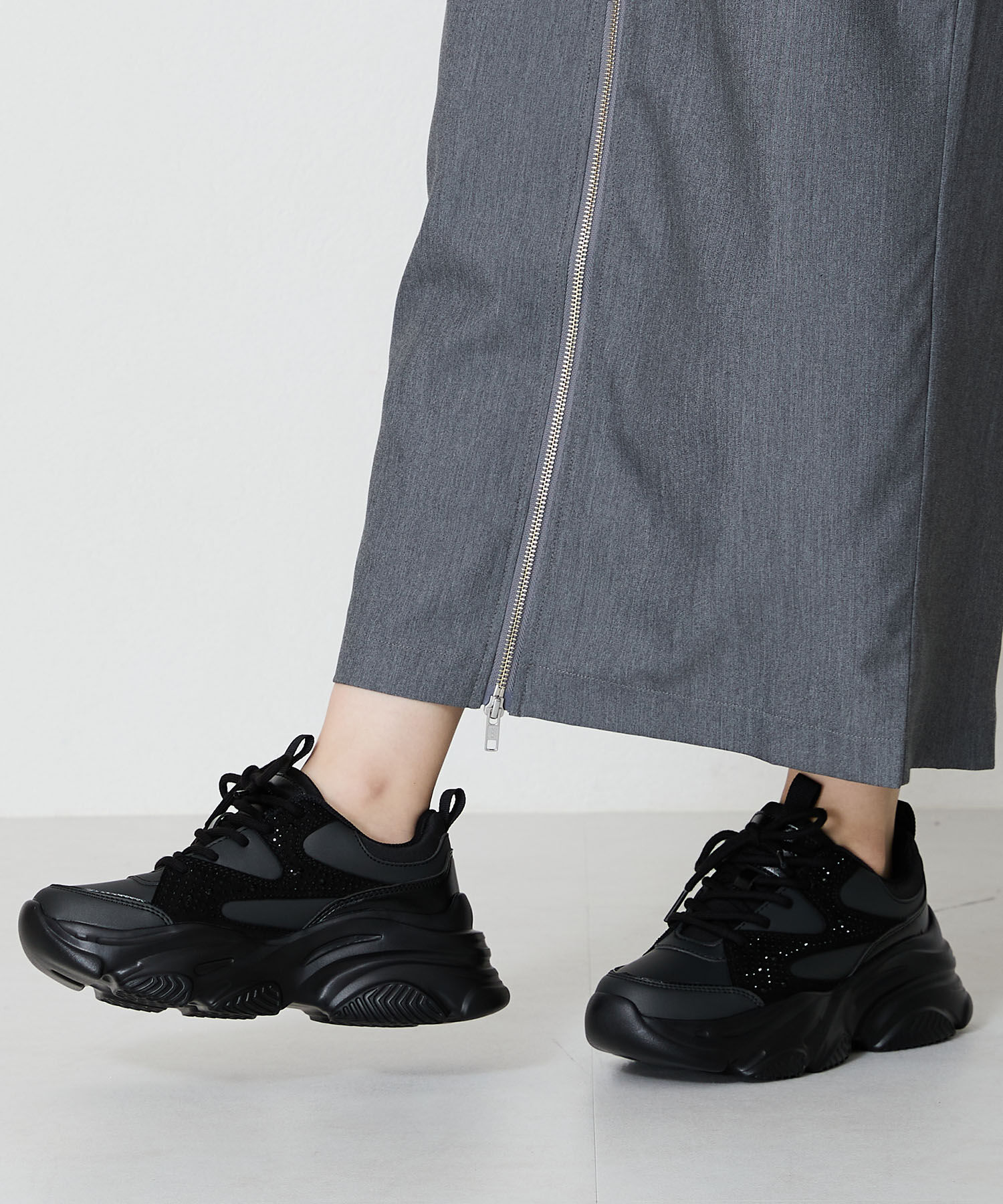 ORiental TRaffic「【アウトレット価格】ラインストーンパーツ厚底スニーカーOT3748」|スニーカー|