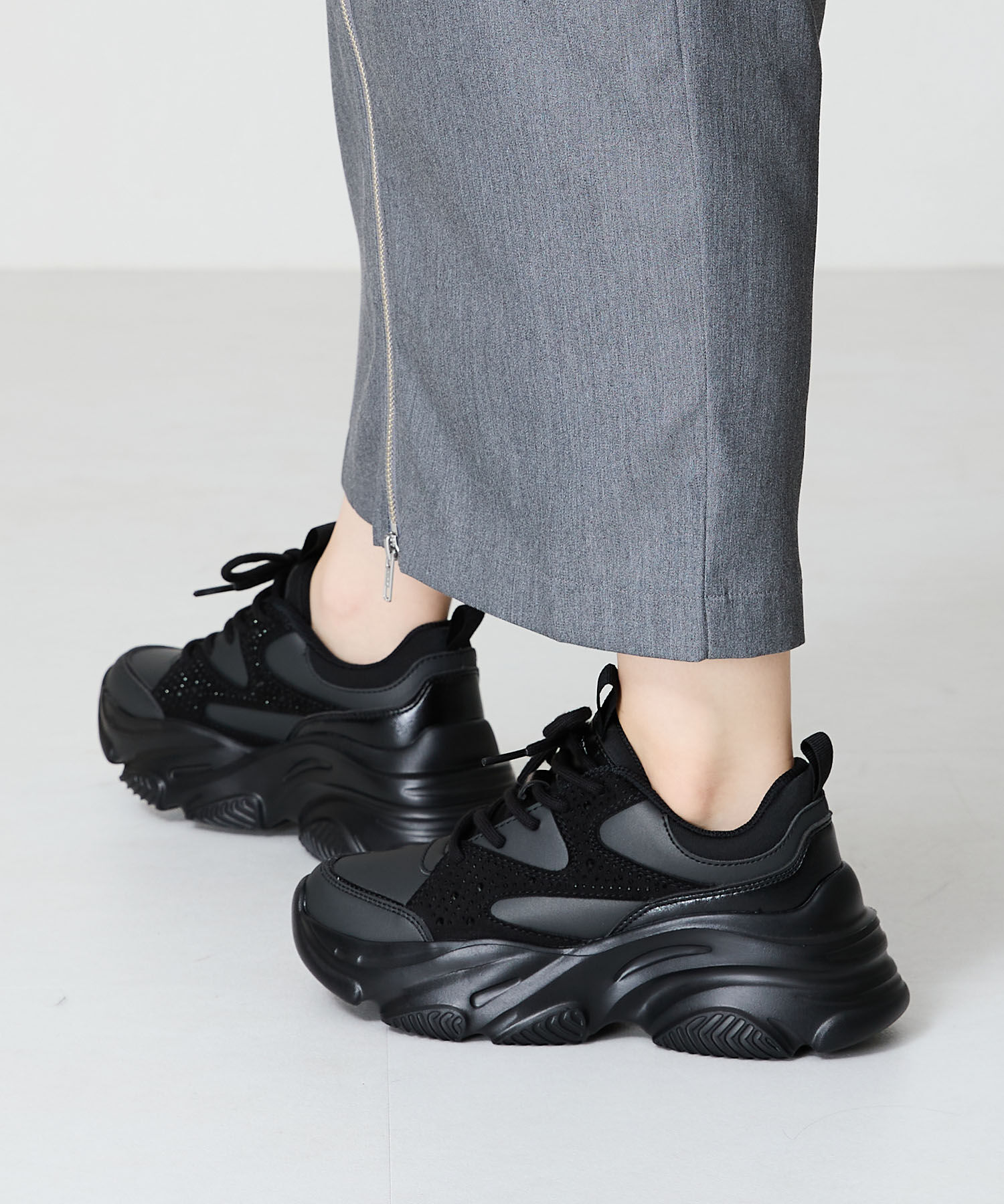 ORiental TRaffic「【アウトレット価格】ラインストーンパーツ厚底スニーカーOT3748」|スニーカー|