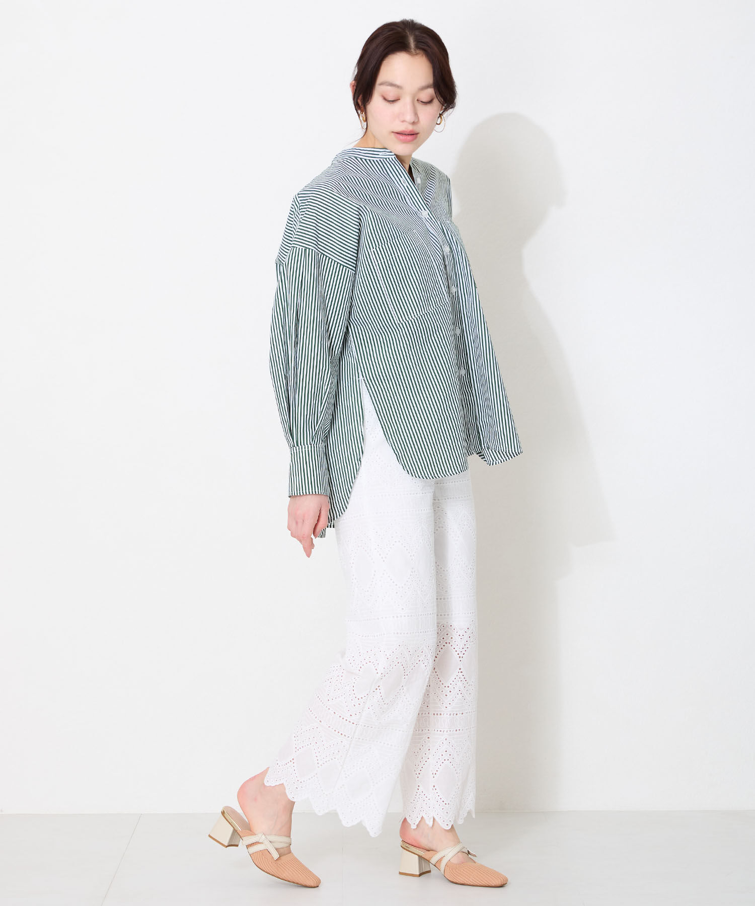 ORiental TRaffic「●2025春夏新作●ニット&times;リボンミュールパンプス/51120 パンプス ミュール ニット 人気 売れてる」|パンプス|