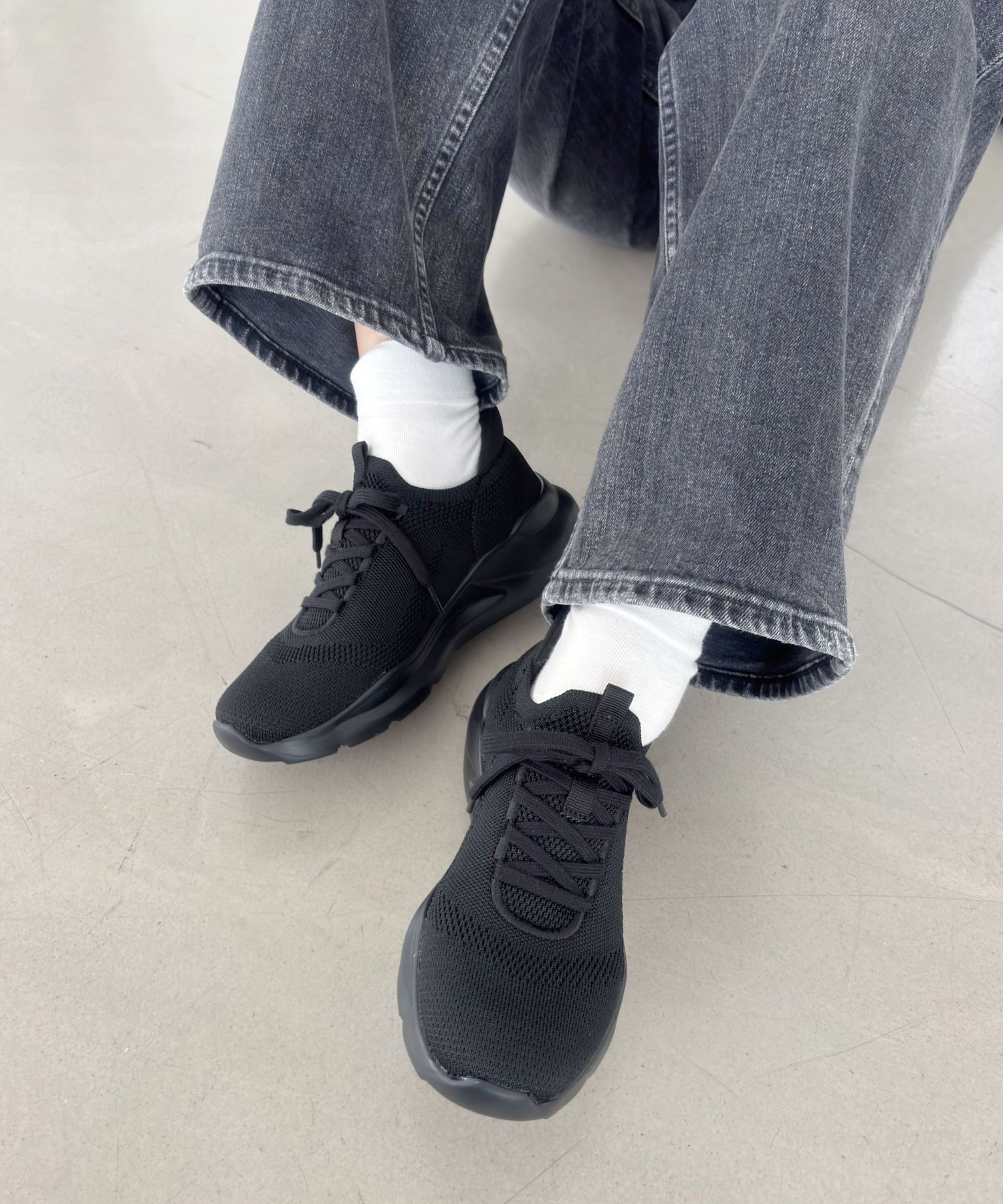 ORiental TRaffic「●再入荷● 【瞬間フィット】 ニットスニーカー /OT3757 軽量 歩きやすい 楽ちん ハンズフリー」|スニーカー|