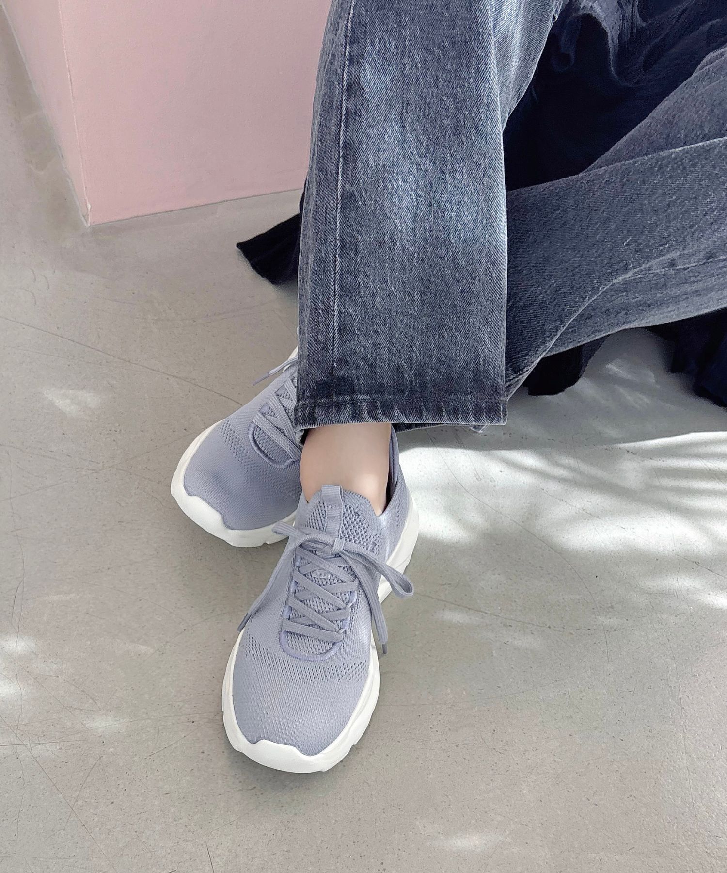 ORiental TRaffic「●再入荷● 【瞬間フィット】 ニットスニーカー /OT3757 軽量 歩きやすい 楽ちん ハンズフリー」|スニーカー|