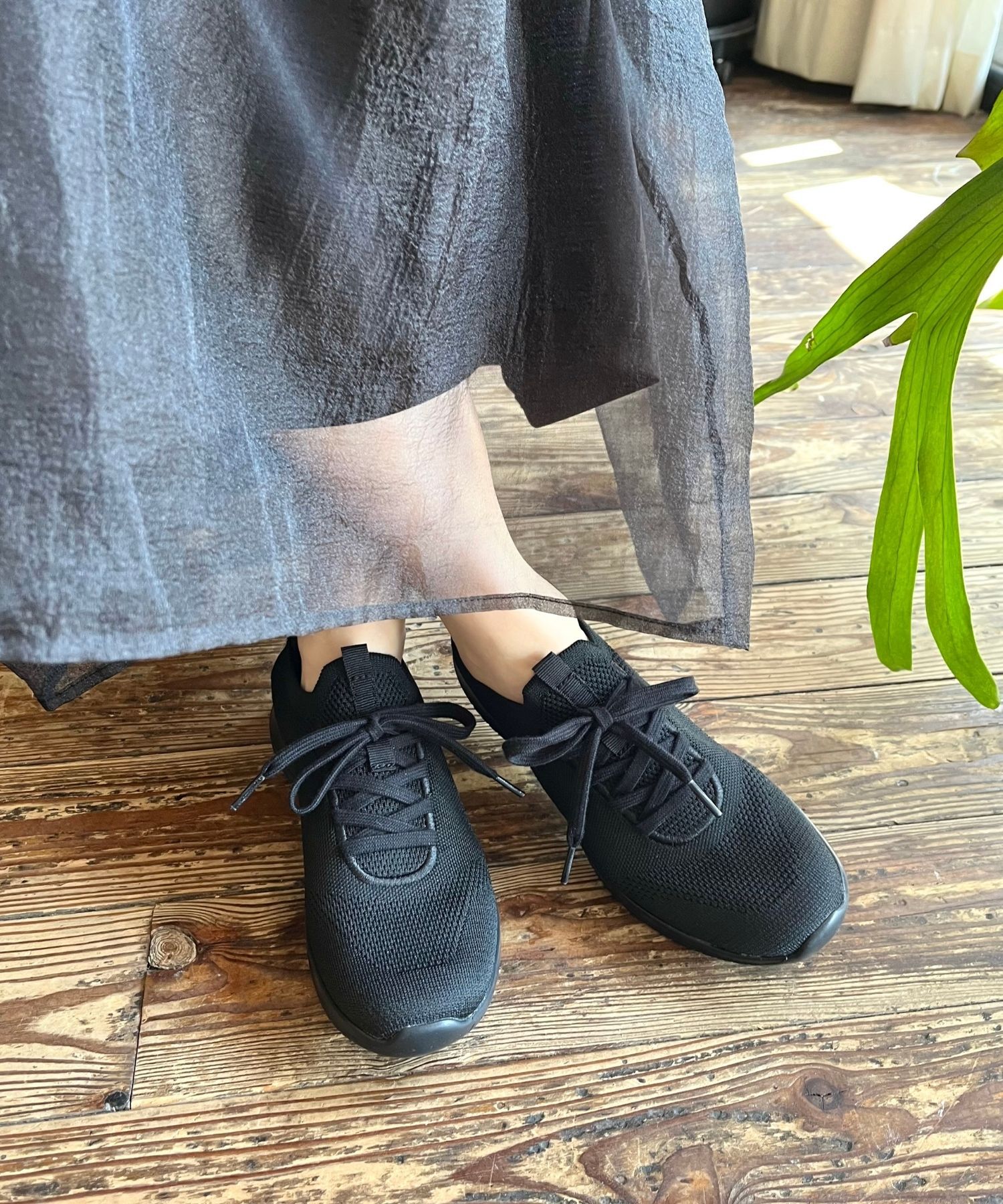 ORiental TRaffic「●2025春夏新作●レースアップ ニット スニーカー /OT3765  トレンド　人気  軽い ワンタッチ」|スニーカー|