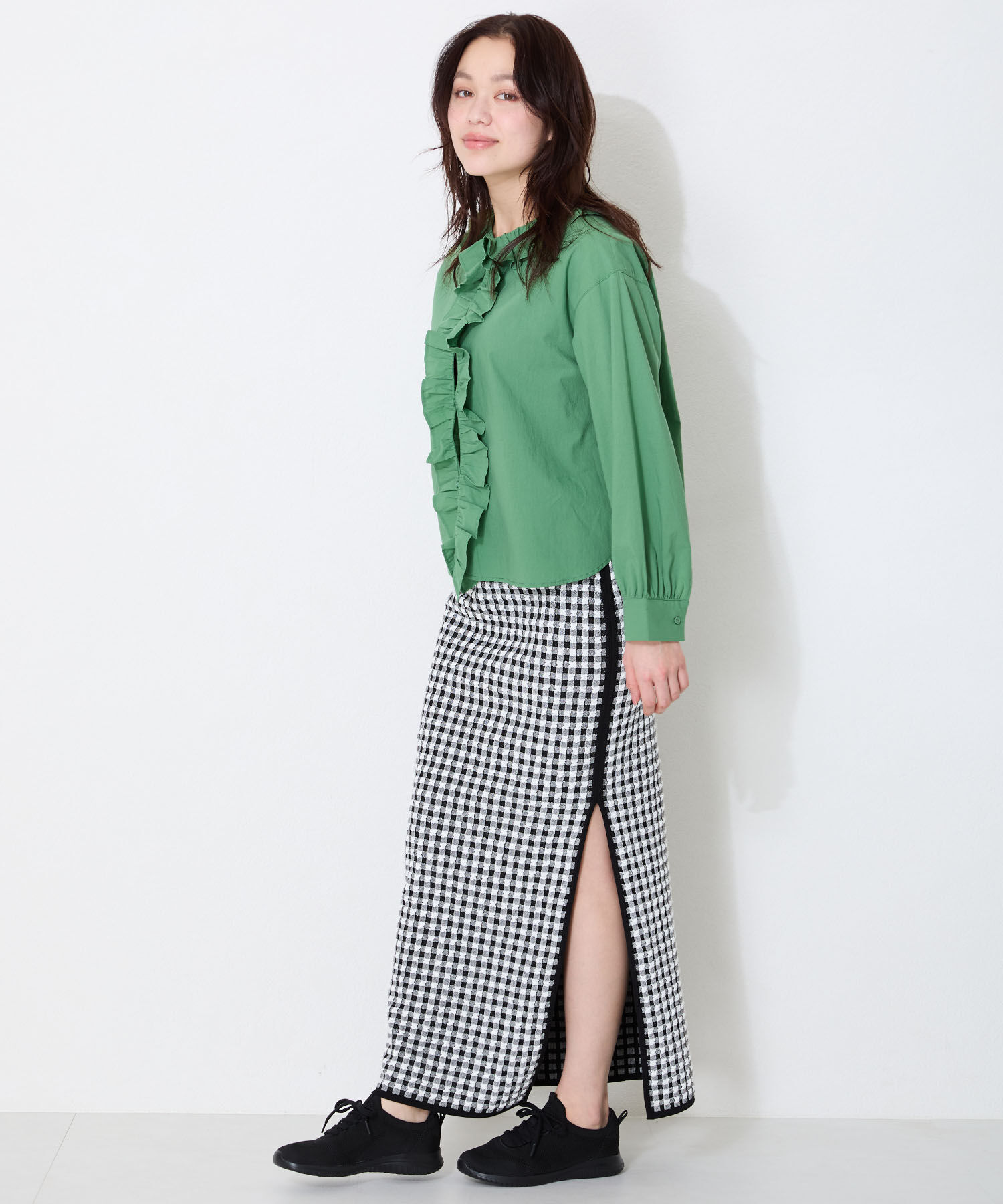 ORiental TRaffic「●2025春夏新作●レースアップ ニット スニーカー /OT3765  トレンド　人気  軽い ワンタッチ」|スニーカー|