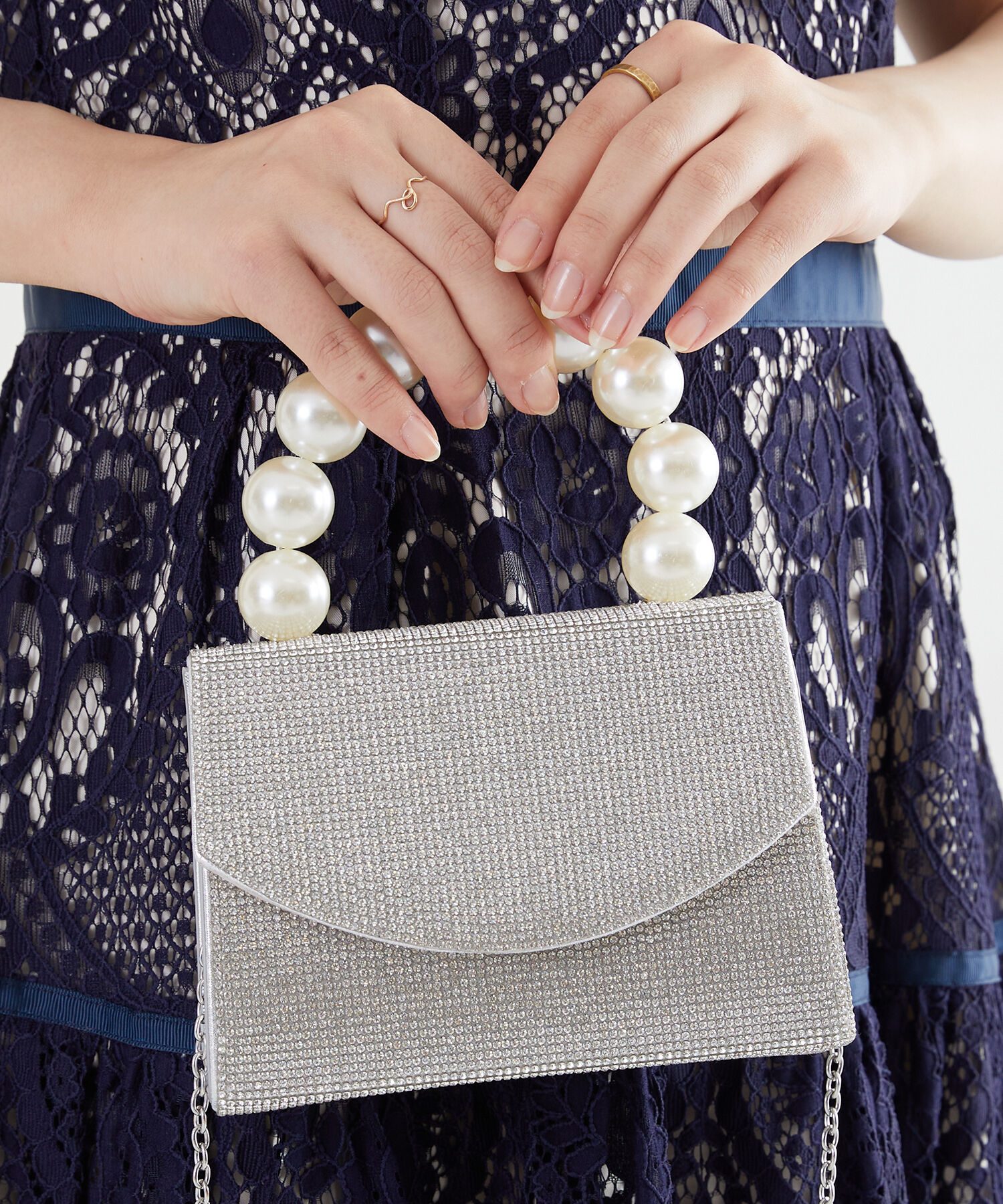 ORiental TRaffic「パールハンドルミニバッグ/MOB006」|ハンドバッグ|SILVER