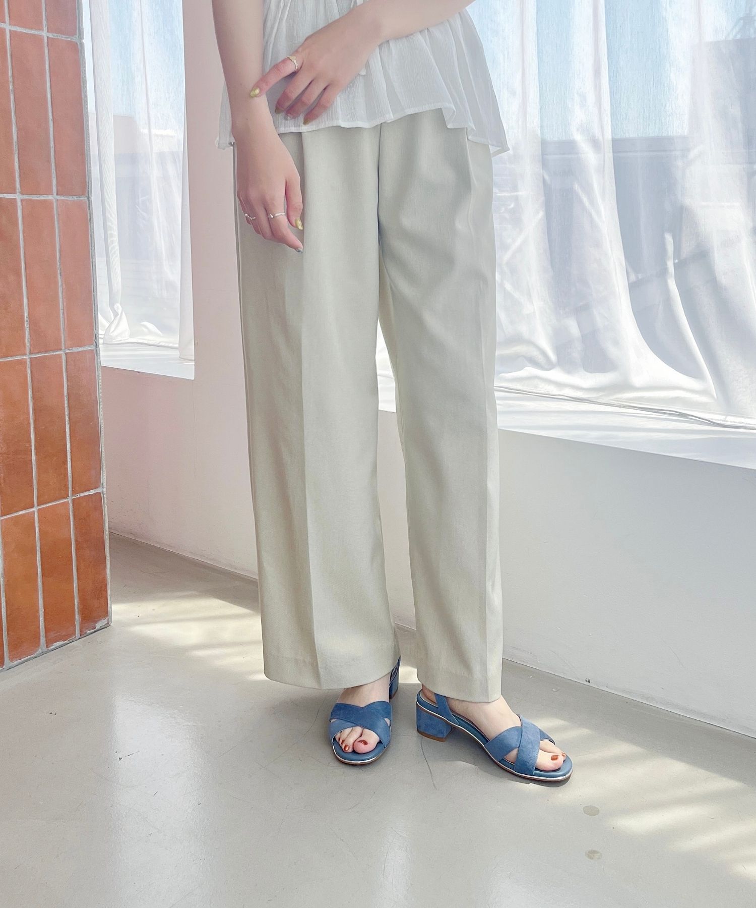 ORiental TRaffic「【WEB限定】●2025春夏新作●クロスストラップメタリックラインサンダル/55201 サンダル トレンド 人気」|サンダル|