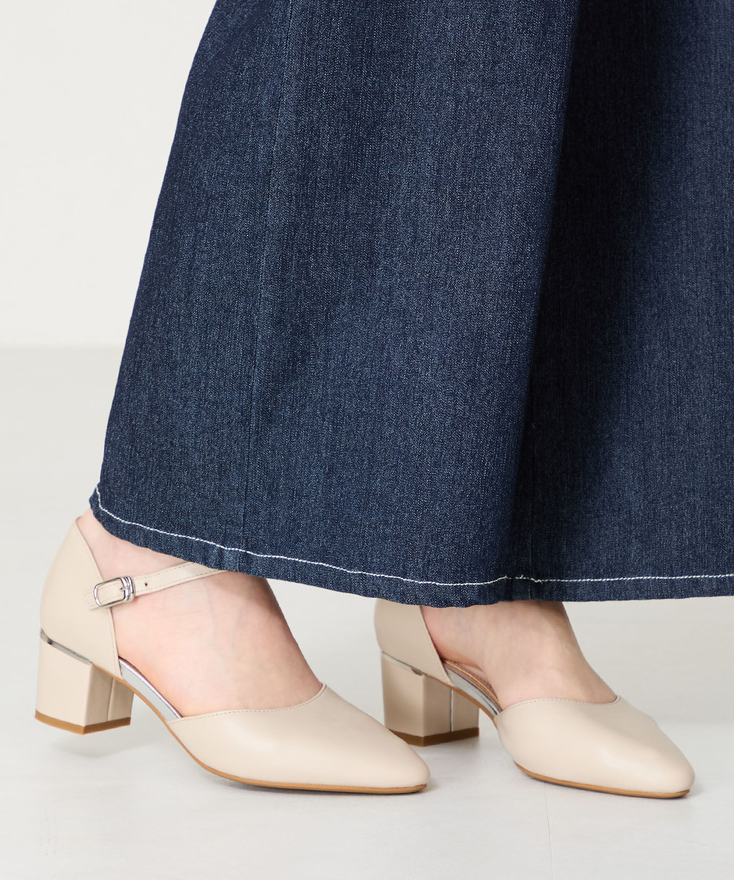 ORiental TRaffic「【WEB限定】アーモンドトゥ セパレートパンプス /55103 ストラップパンプス 太ヒール オフィス」|パンプス|