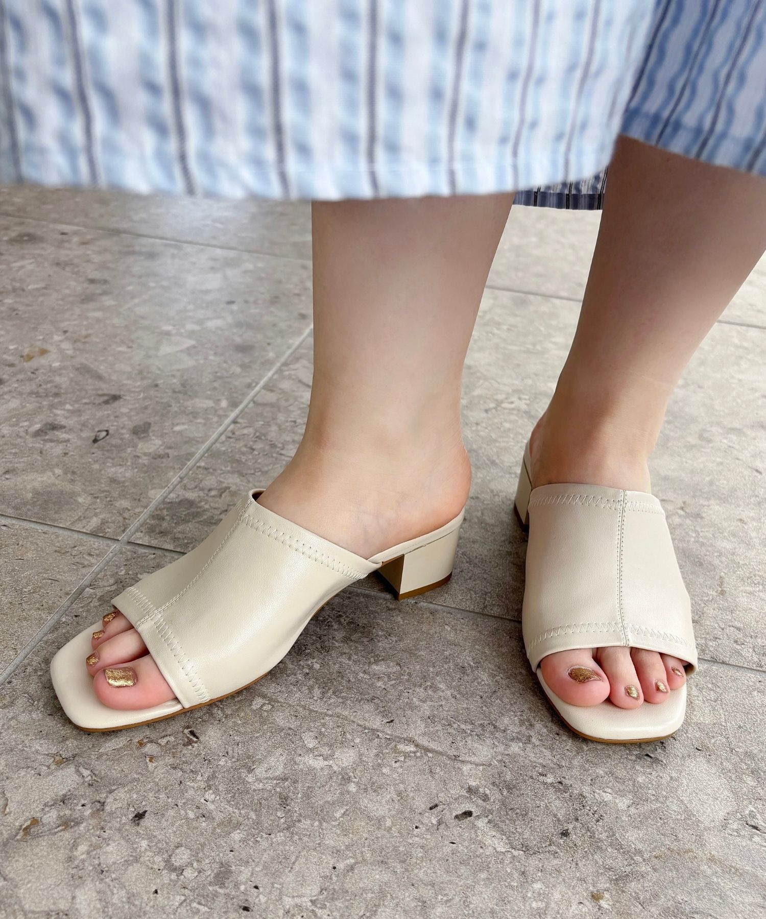 ORiental TRaffic「【WEB限定】ストレッチ ミュールサンダル /55205 万能 シンプル 柔らかい」|サンダル|IVORY