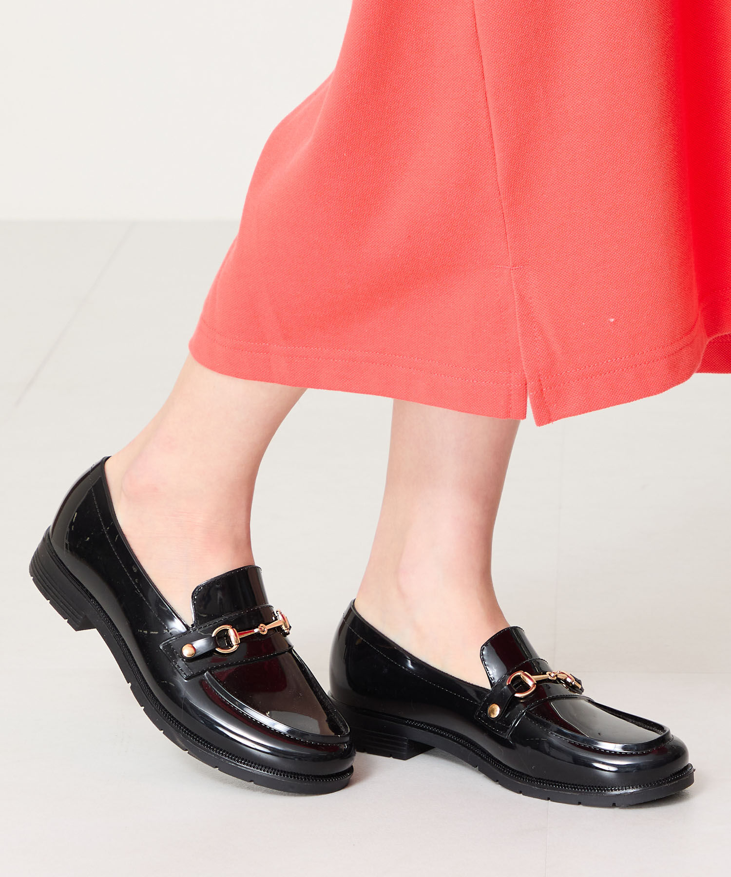 ORiental TRaffic「【防水】ビットモチーフ PVC レイン ローファー /R-1021 柔らかい 通勤 ゆったり」|パンプス|