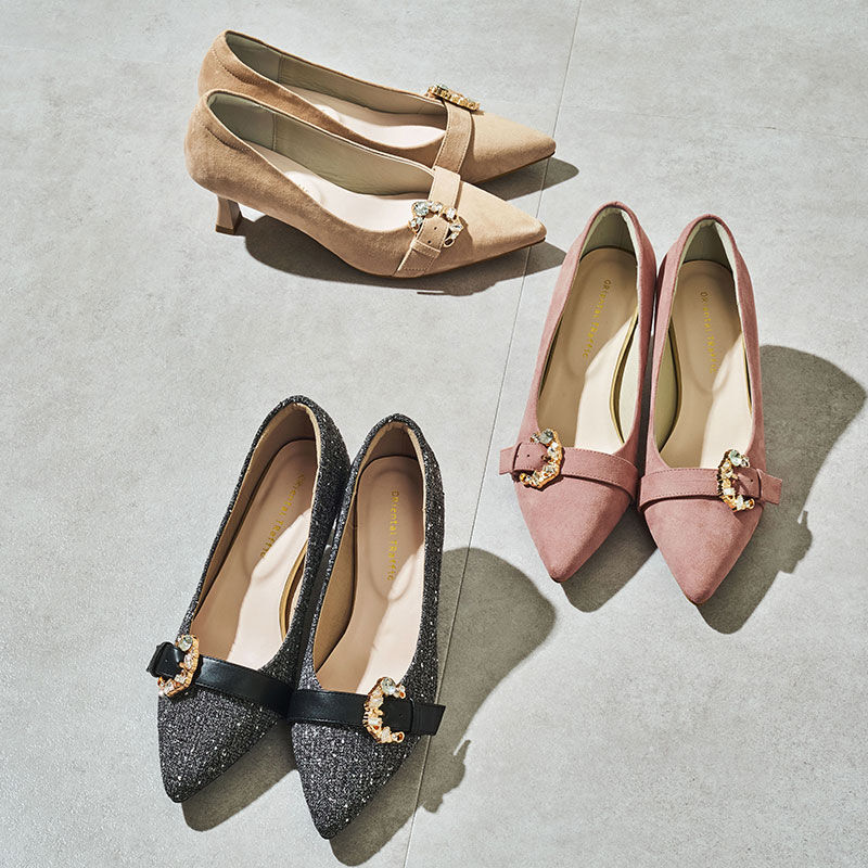 ORiental TRaffic「●2026春夏新作●ビジューバックルヒールパンプス/61104」|パンプス|BLACK