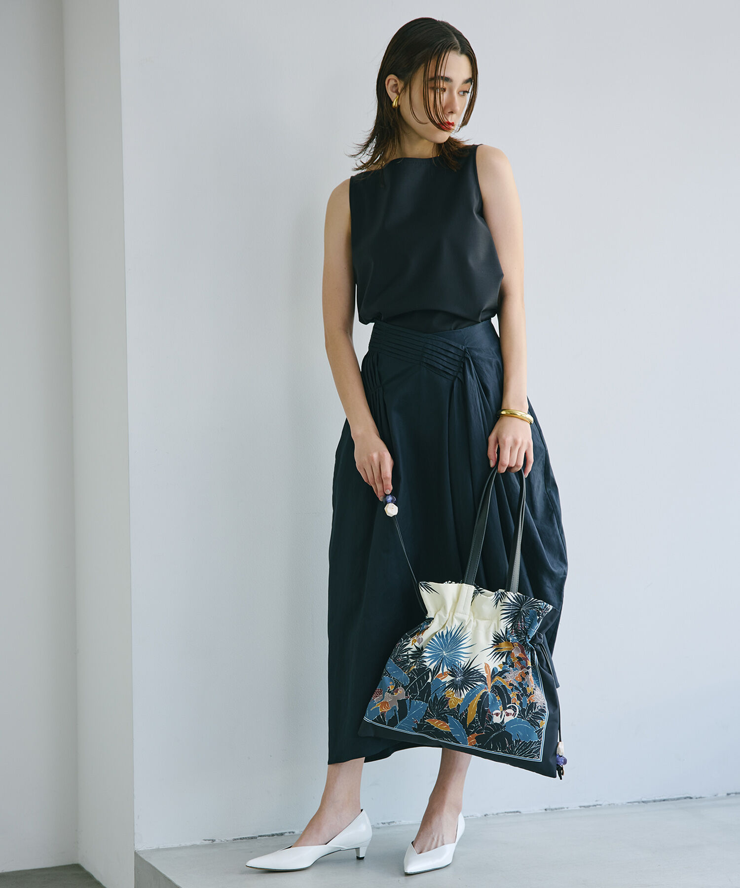 TOPKAPI TREASURE「【TREASURE TOPKAPI】マイルドサテン スカーフ柄 巾着 トート バッグ 」|トートバッグ|