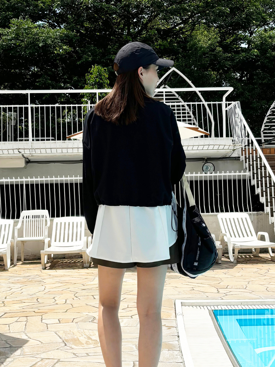 ALBOVE「【お水OK！ウェア】クロップド丈UPF15UVカットスタンドネックトップス/ジャケット」|スポーツ|