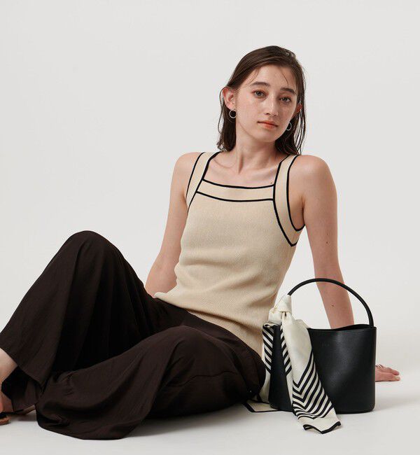 UNITED ARROWS「リブスクエアネック パイピングキャミソール - ウォッシャブル -」|キャミソール|