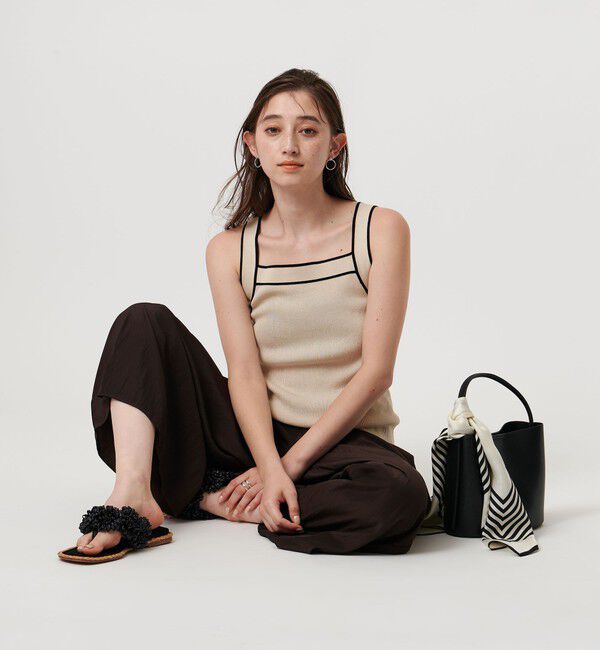 UNITED ARROWS「リブスクエアネック パイピングキャミソール - ウォッシャブル -」|キャミソール|