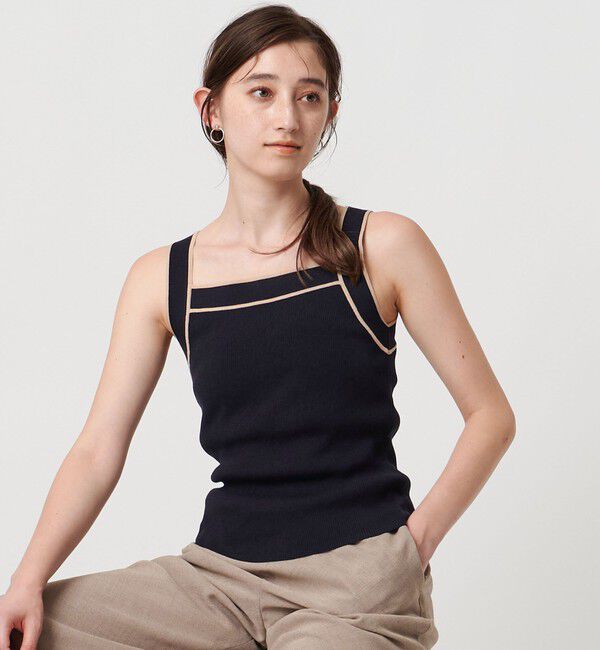 UNITED ARROWS「リブスクエアネック パイピングキャミソール - ウォッシャブル -」|キャミソール|