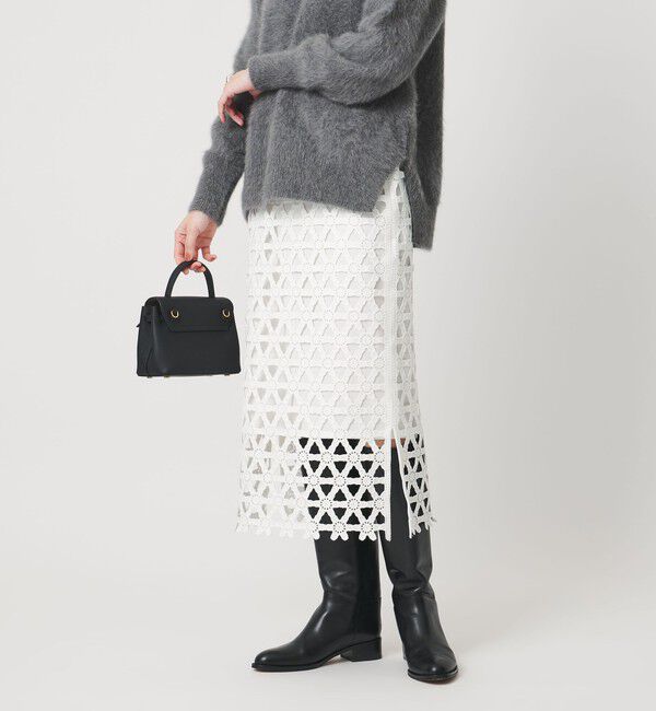 UNITED ARROWS「コード  エンブロイダリー タイトスカート」|スカート|OFF WHITE