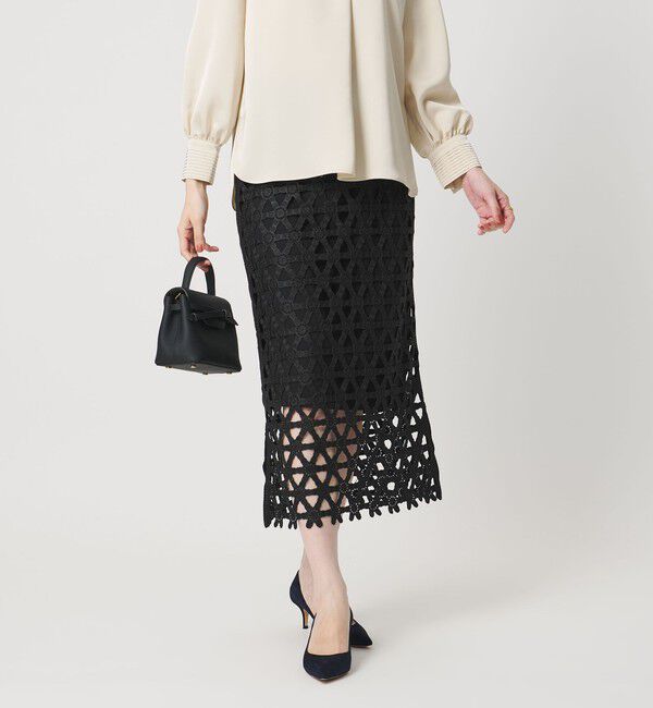 UNITED ARROWS「コード  エンブロイダリー タイトスカート」|スカート|