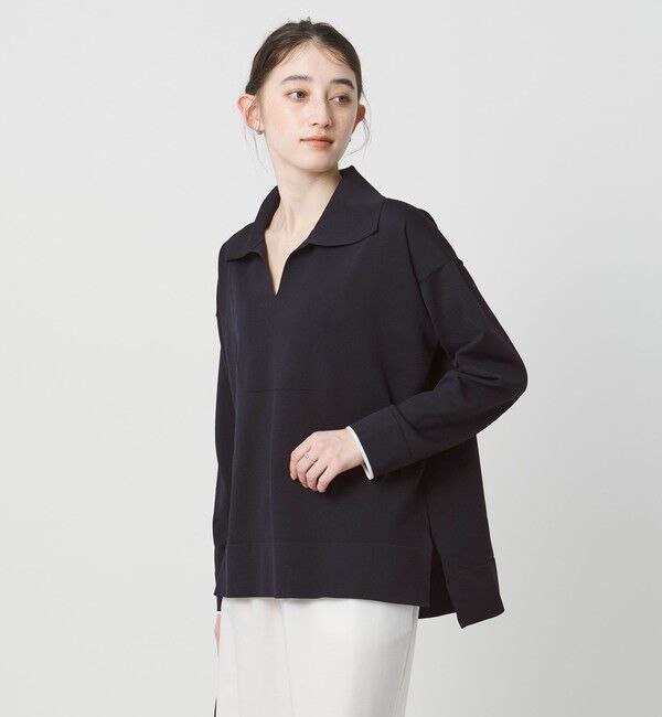 UNITED ARROWS「スキッパー プルオーバーニット」|ニット・セーター|NAVY