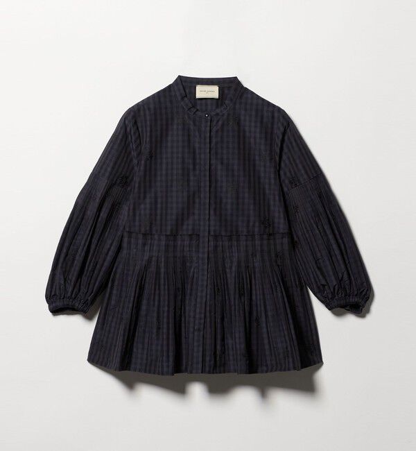 UNITED ARROWS「ギンガムチェック フラワー ジャガード ブラウス ‐ウォッシャブル‐」|シャツ・ブラウス|BLACK