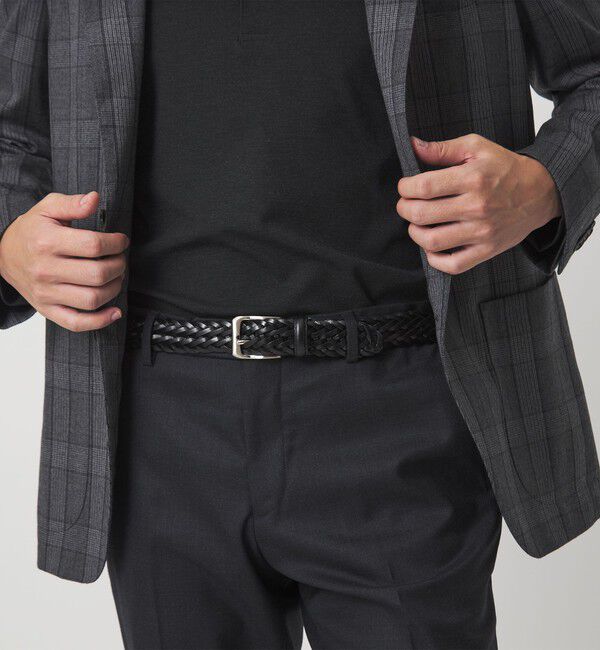 UNITED ARROWS green label relaxing「レザー メッシュ 30 ベルト」|ベルト|BLACK