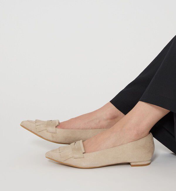 UNITED ARROWS green label relaxing「【WEB限定】ポインテッド キルト フラットシューズ（1.5cmヒール) -撥水-」|パンプス|