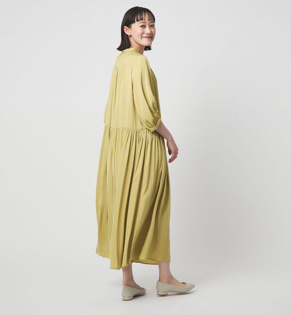 UNITED ARROWS green label relaxing「サテン ギャザー ショートスリーブ ワンピース 2」|ワンピース|