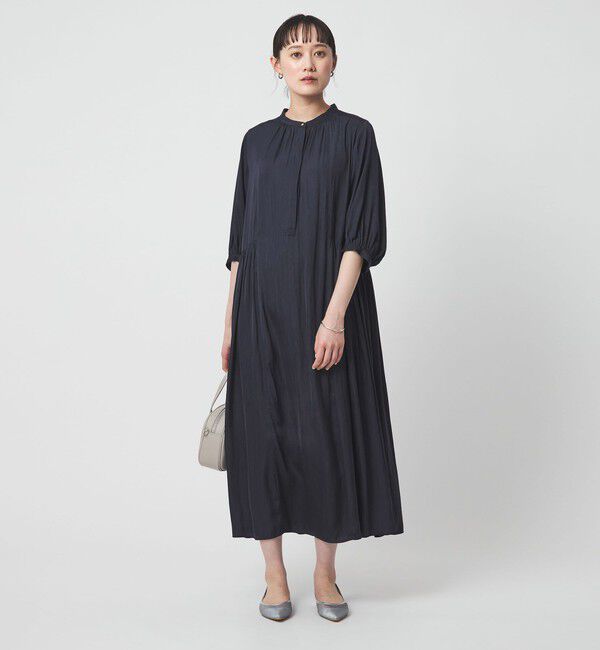 UNITED ARROWS green label relaxing「サテン ギャザー ショートスリーブ ワンピース 2」|ワンピース|