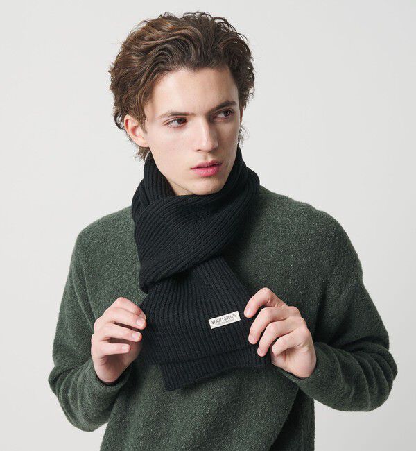 BEAUTY&YOUTH UNITED ARROWS「アゼ ニット マフラー」|マフラー|BLACK