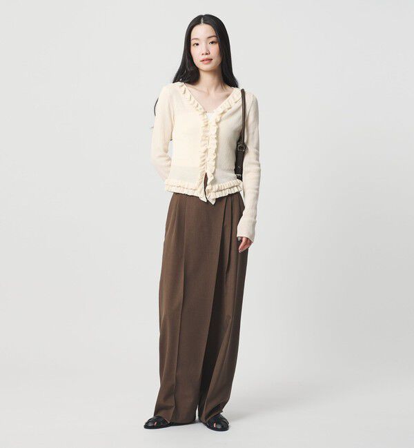 BEAUTY&YOUTH UNITED ARROWS「フリル フロントボタン カーディガン ウォッシャブル」|カーディガン|