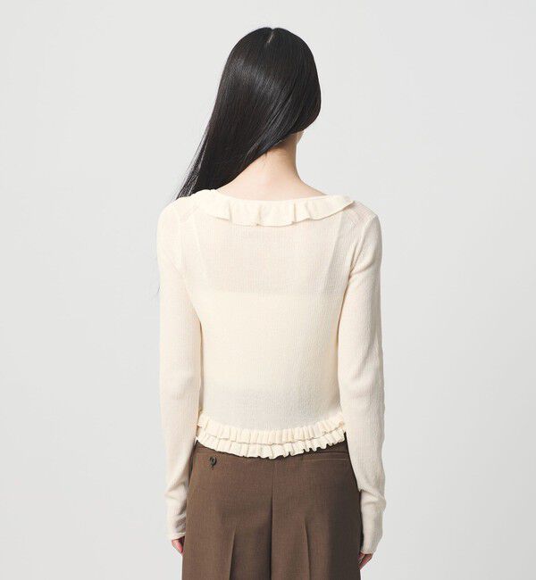 BEAUTY&YOUTH UNITED ARROWS「フリル フロントボタン カーディガン ウォッシャブル」|カーディガン|