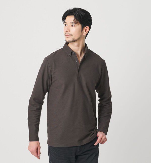 BEAUTY&YOUTH UNITED ARROWS「【WEB限定 WARDROBE SMART】ステイ クリーン ピケ BD ポロシャツ【抗菌・防臭】」|ポロシャツ|DK.GRAY