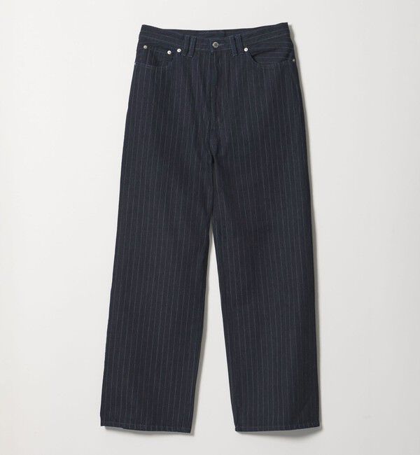 MONKEY TIME「ドビー ストライプ デニム バギー パンツ」|チノ|NAVY