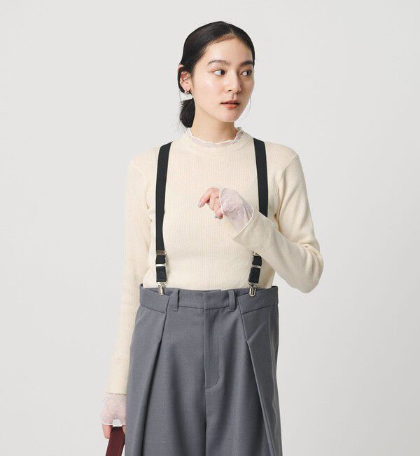 BEAUTY&YOUTH UNITED ARROWS「【WEB限定 Wardrobe DAILY MINIMAL】レースコンビ リブニットプルオーバー ウォッシャブル」|ニット・セーター|