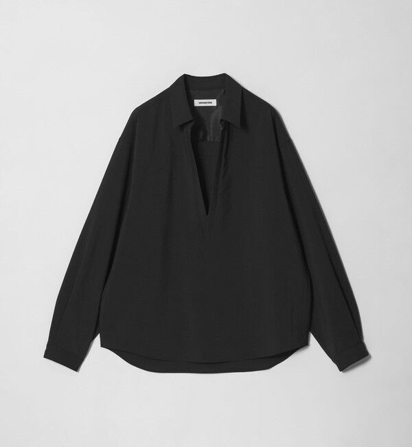 MONKEY TIME「RENU TROシリーズ ディープ Vネック プルオーバー シャツ -セットアップ対応-」|シャツ・ブラウス|BLACK