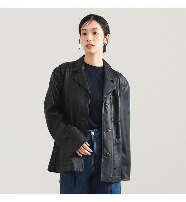 Demi-Luxe BEAMS 「BAUM UND PFERDGARTEN / フェイクレザー 3ポケット ジャケット」|ダッフルコート|BLACK
