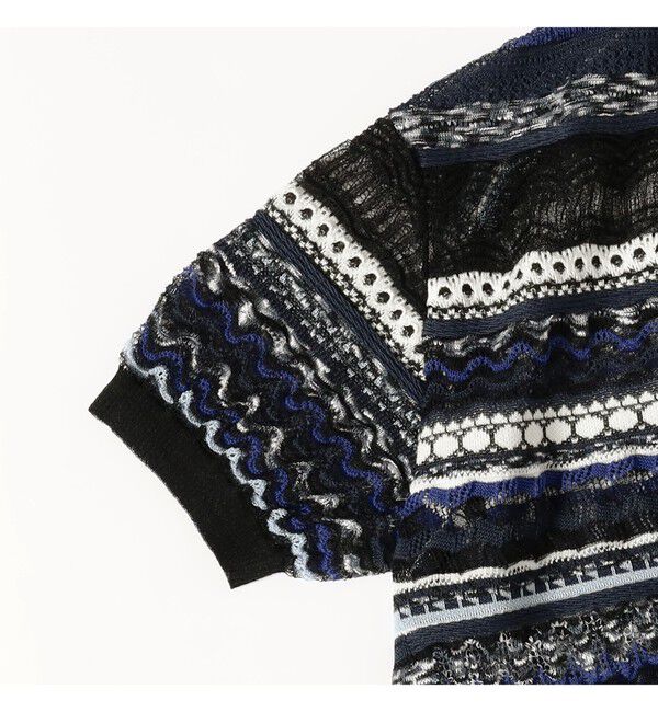 Ray BEAMS 「boussole / Mixed Lace Short Sleeve Tops」|ニット・セーター|