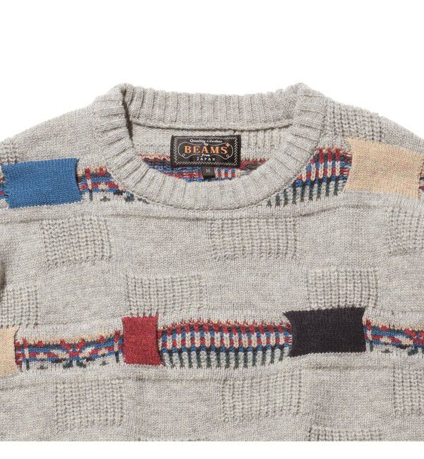 BEAMS PLUS「Crew Jacquard Fair Isle Stripe 5G」|ニット・セーター|