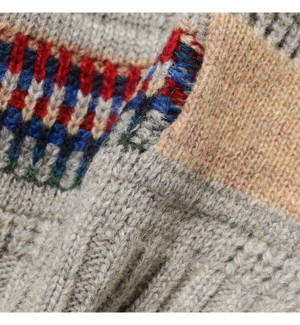 BEAMS PLUS「Crew Jacquard Fair Isle Stripe 5G」|ニット・セーター|