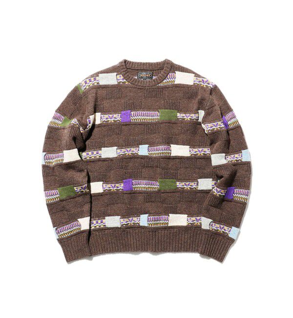 BEAMS PLUS「Crew Jacquard Fair Isle Stripe 5G」|ニット・セーター|