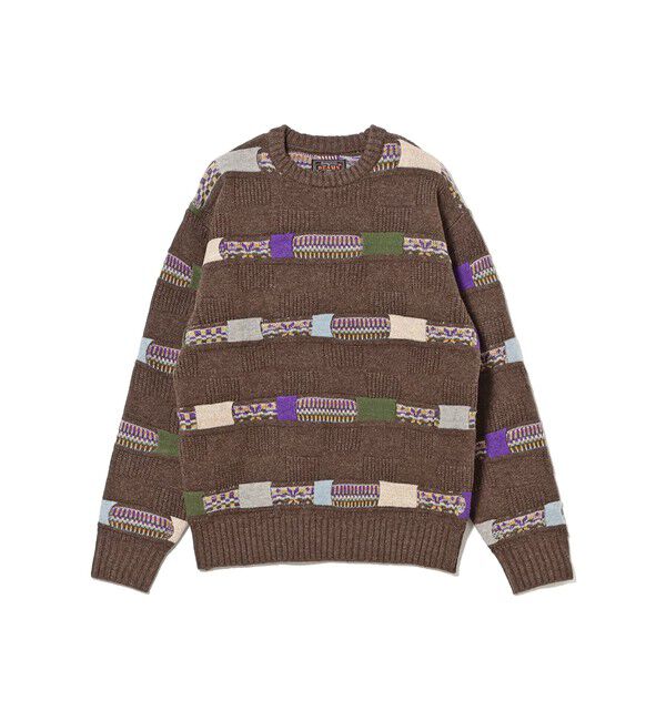 BEAMS PLUS「Crew Jacquard Fair Isle Stripe 5G」|ニット・セーター|